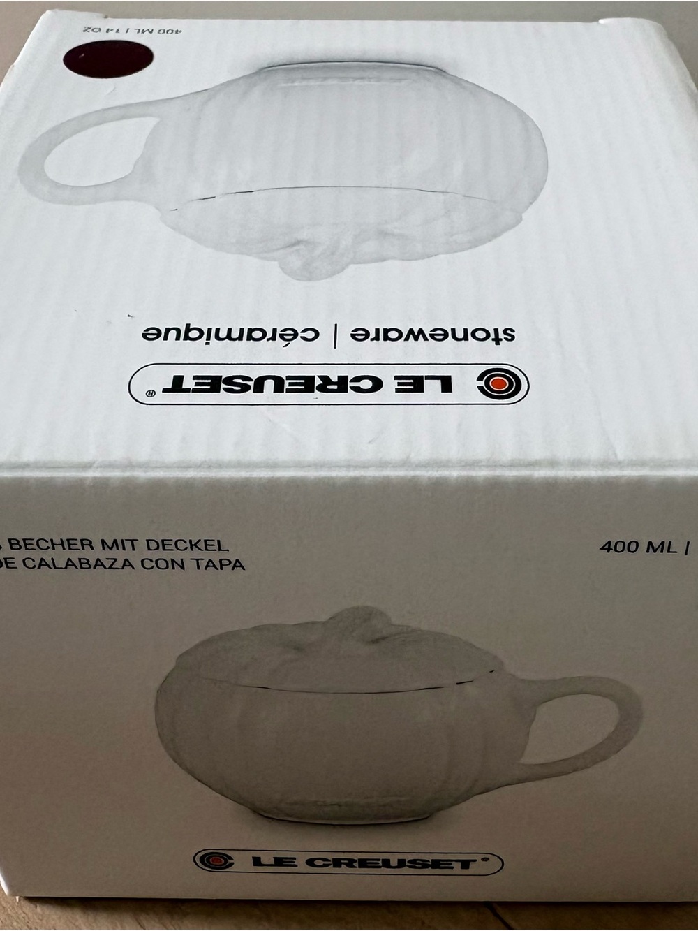 Le Creuset - Pumpkin Mug with lid rhone (400ml/14oz) Burgundy Stoneware - Picture 5 of 9